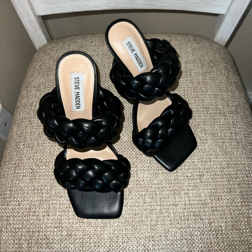 Steve Madden Black Braided Heels